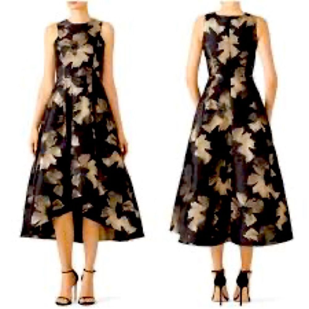 Shoshanna Black Gold Coralina Jacquard formal evening Dress in size 4